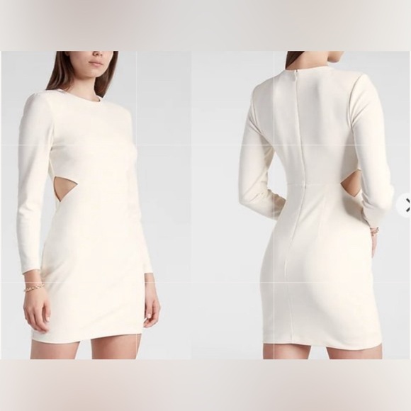 Express Dresses & Skirts - EXPRESS Elegant Long Sleeve Mini Dress With Side Cut Outs Size Large